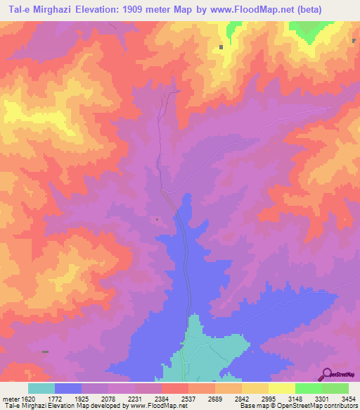 Tal-e Mirghazi,Afghanistan Elevation Map