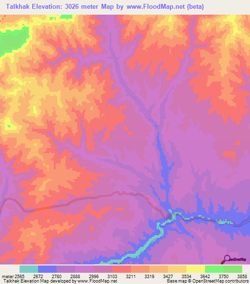 Talkhak,Afghanistan Elevation Map
