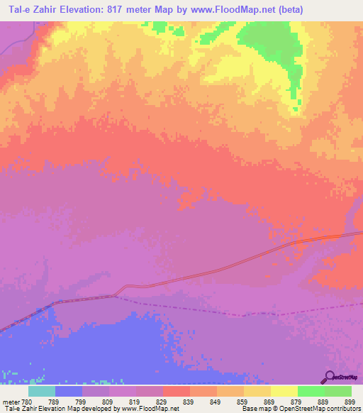 Tal-e Zahir,Afghanistan Elevation Map