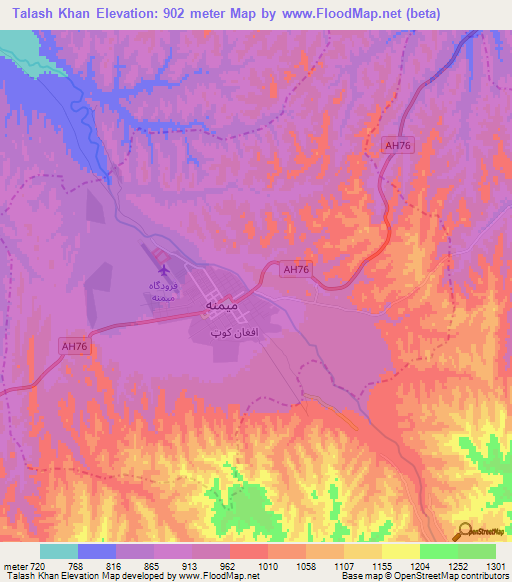 Talash Khan,Afghanistan Elevation Map