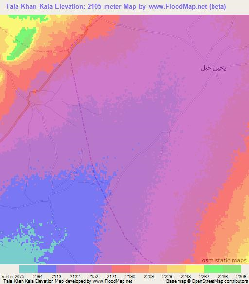 Tala Khan Kala,Afghanistan Elevation Map