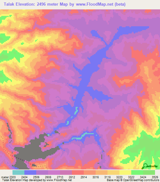 Talak,Afghanistan Elevation Map