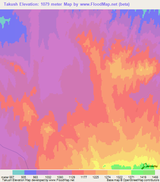 Takush,Afghanistan Elevation Map