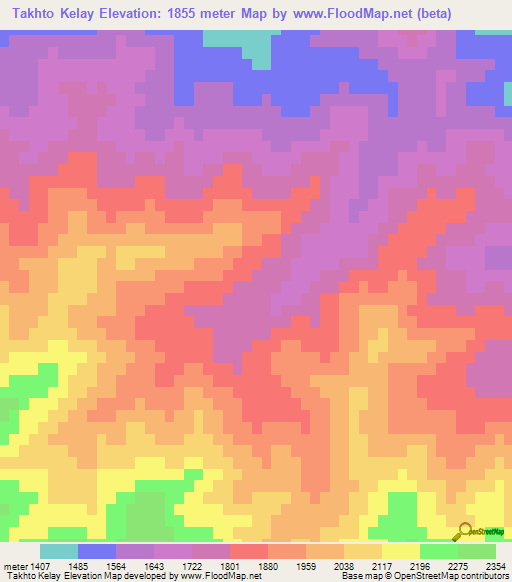 Takhto Kelay,Afghanistan Elevation Map