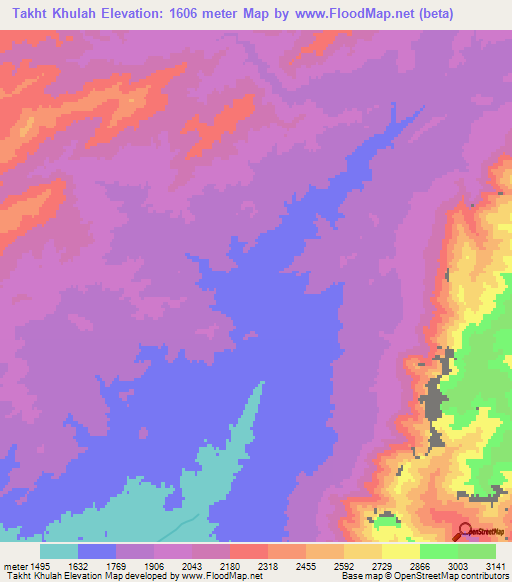 Takht Khulah,Afghanistan Elevation Map