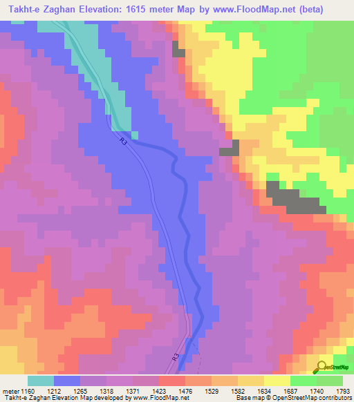 Takht-e Zaghan,Afghanistan Elevation Map