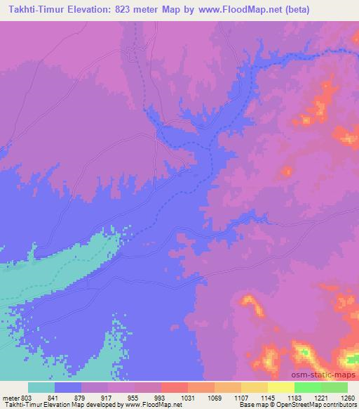 Takhti-Timur,Afghanistan Elevation Map