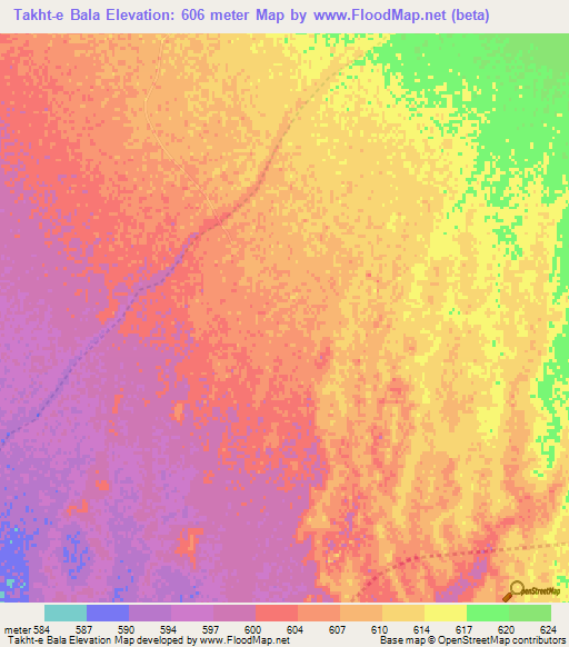 Takht-e Bala,Afghanistan Elevation Map