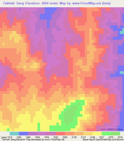 Takhtah Sang,Afghanistan Elevation Map