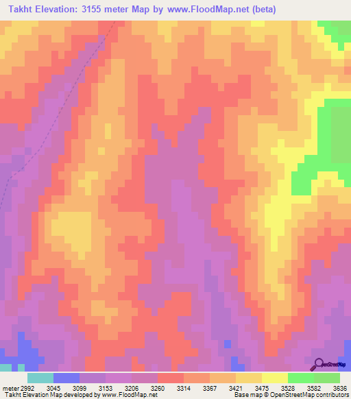 Takht,Afghanistan Elevation Map