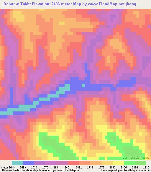 Dahan-e Takht,Afghanistan Elevation Map