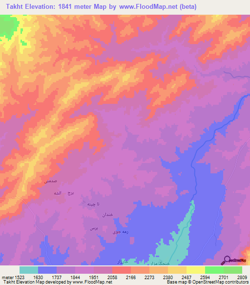 Takht,Afghanistan Elevation Map