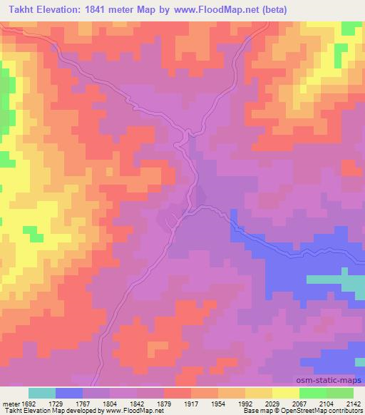 Takht,Afghanistan Elevation Map