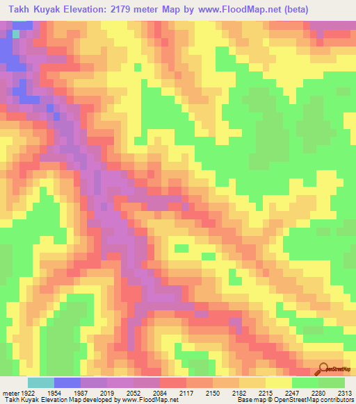 Takh Kuyak,Afghanistan Elevation Map