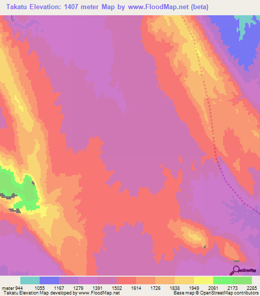 Takatu,Afghanistan Elevation Map
