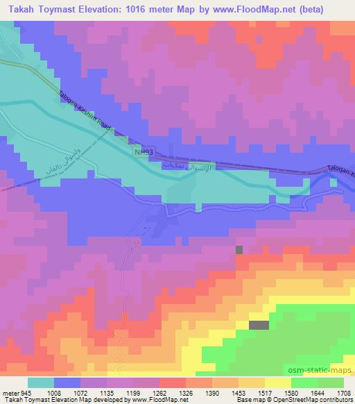 Takah Toymast,Afghanistan Elevation Map