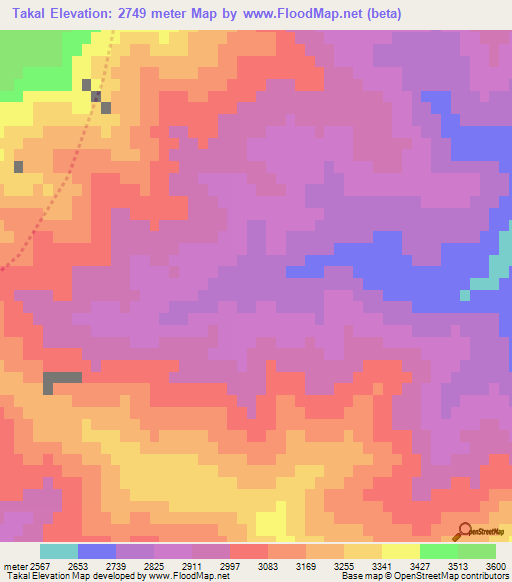 Takal,Afghanistan Elevation Map