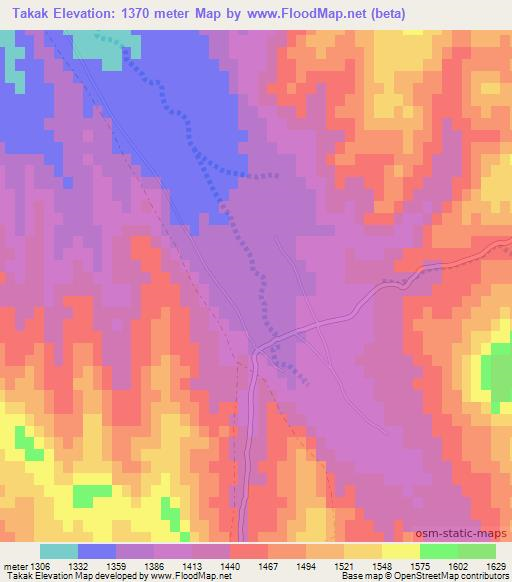Takak,Afghanistan Elevation Map