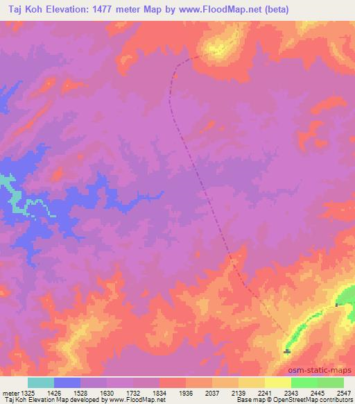 Taj Koh,Afghanistan Elevation Map