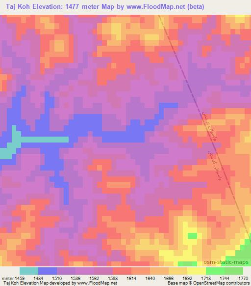 Taj Koh,Afghanistan Elevation Map