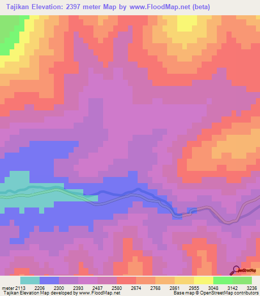 Tajikan,Afghanistan Elevation Map