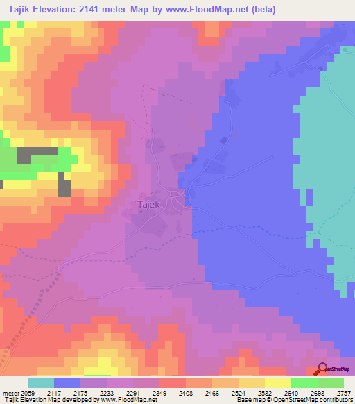 Tajik,Afghanistan Elevation Map