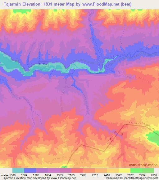 Tajarmin,Afghanistan Elevation Map