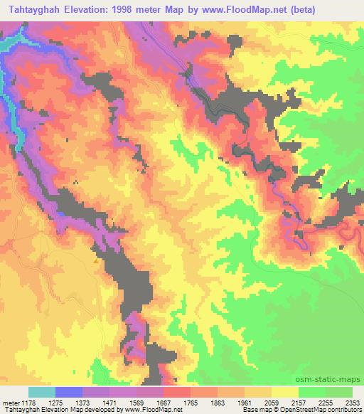 Tahtayghah,Afghanistan Elevation Map