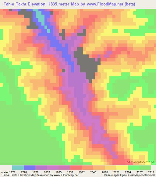 Tah-e Takht,Afghanistan Elevation Map