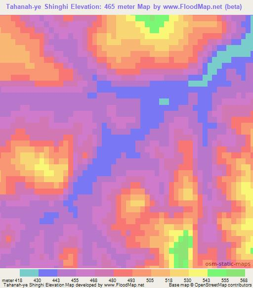 Tahanah-ye Shinghi,Afghanistan Elevation Map