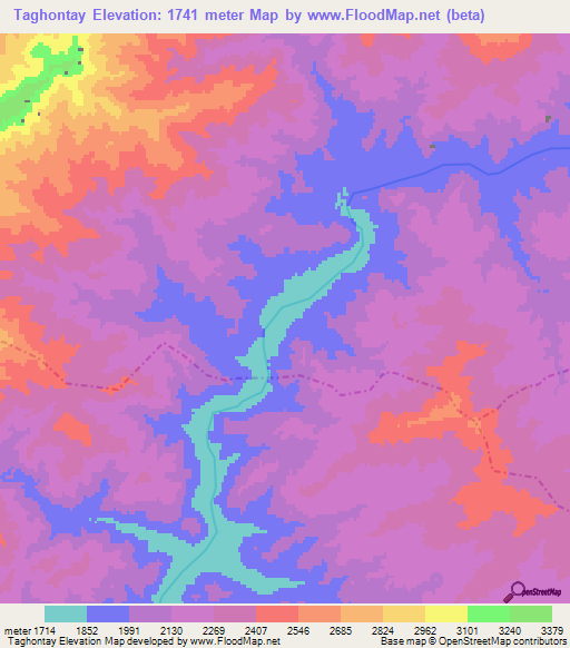 Taghontay,Afghanistan Elevation Map