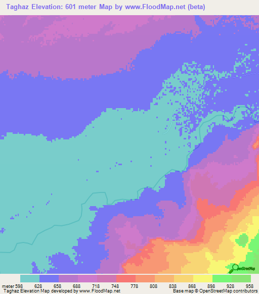 Taghaz,Afghanistan Elevation Map