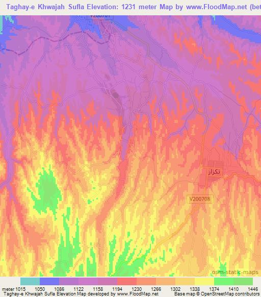Taghay-e Khwajah Sufla,Afghanistan Elevation Map