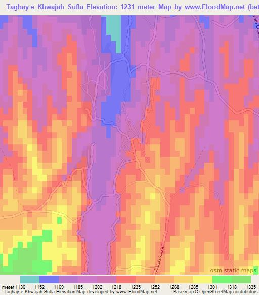 Taghay-e Khwajah Sufla,Afghanistan Elevation Map