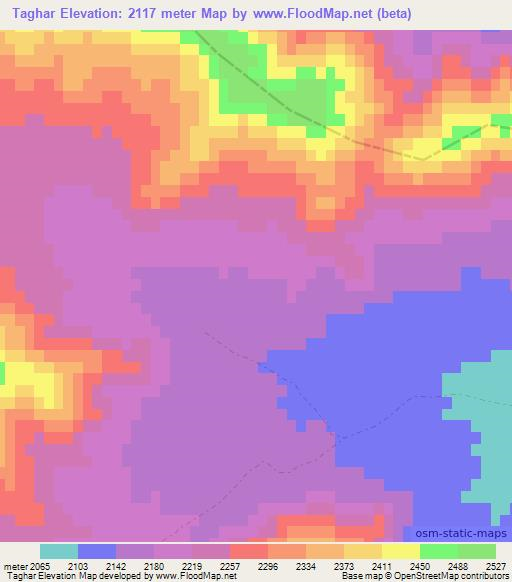 Taghar,Afghanistan Elevation Map