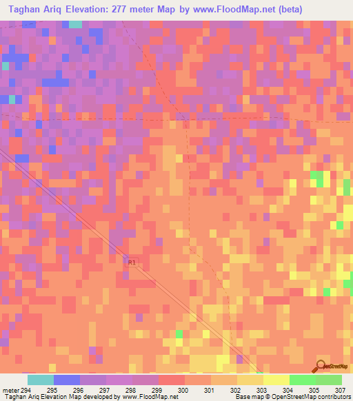Taghan Ariq,Afghanistan Elevation Map