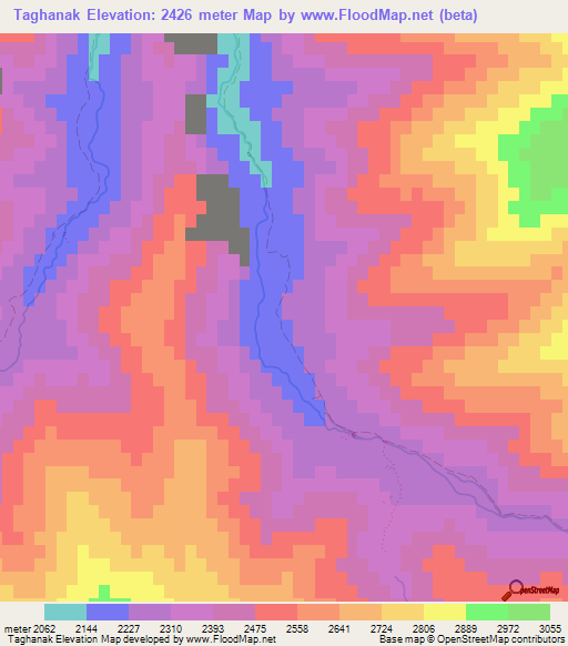 Taghanak,Afghanistan Elevation Map
