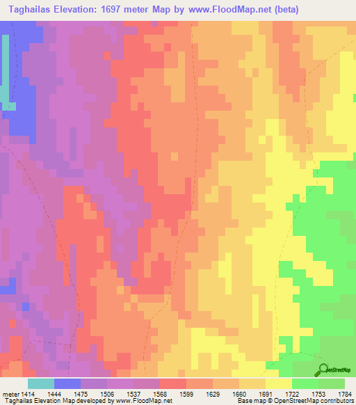 Taghailas,Afghanistan Elevation Map