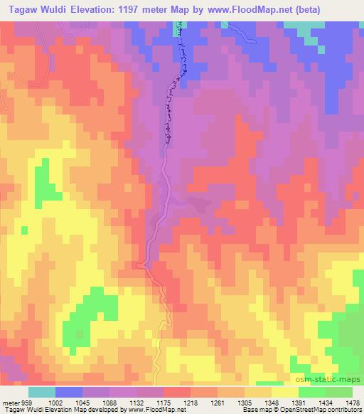 Tagaw Wuldi,Afghanistan Elevation Map