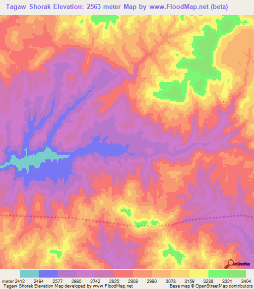 Tagaw Shorak,Afghanistan Elevation Map
