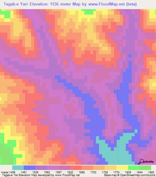 Tagab-e Yari,Afghanistan Elevation Map