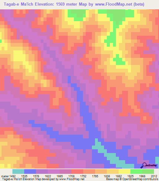Tagab-e Ma'ich,Afghanistan Elevation Map