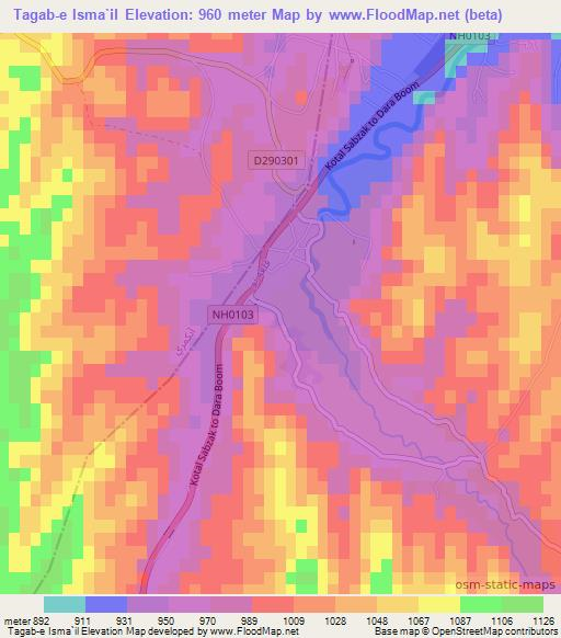 Tagab-e Isma`il,Afghanistan Elevation Map