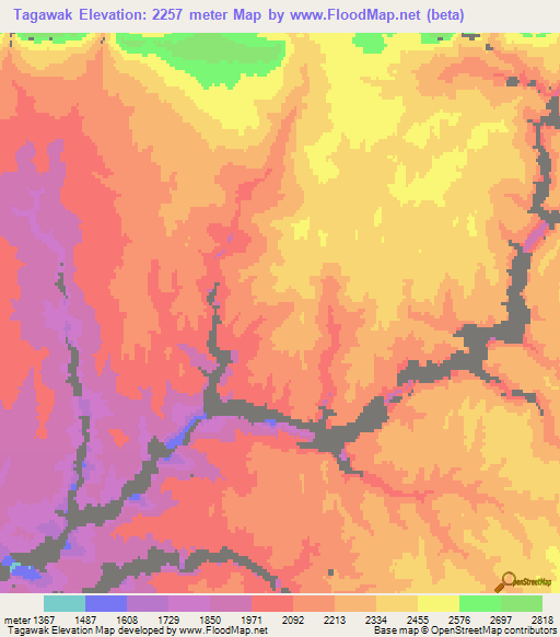 Tagawak,Afghanistan Elevation Map