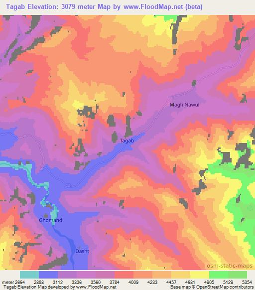 Tagab,Afghanistan Elevation Map