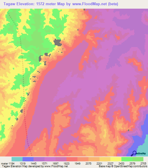 Tagaw,Afghanistan Elevation Map