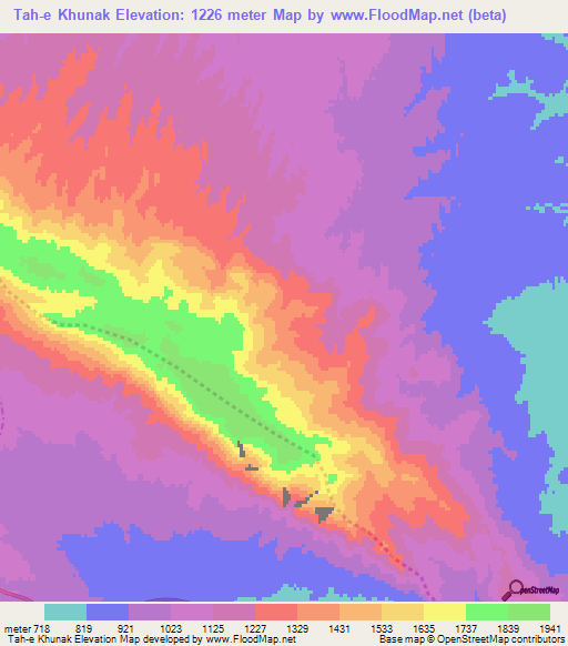 Tah-e Khunak,Afghanistan Elevation Map