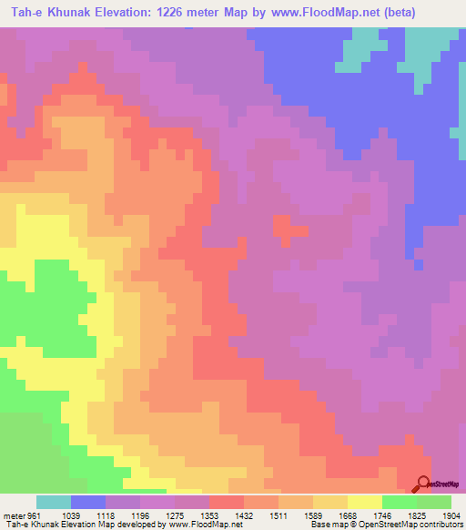 Tah-e Khunak,Afghanistan Elevation Map