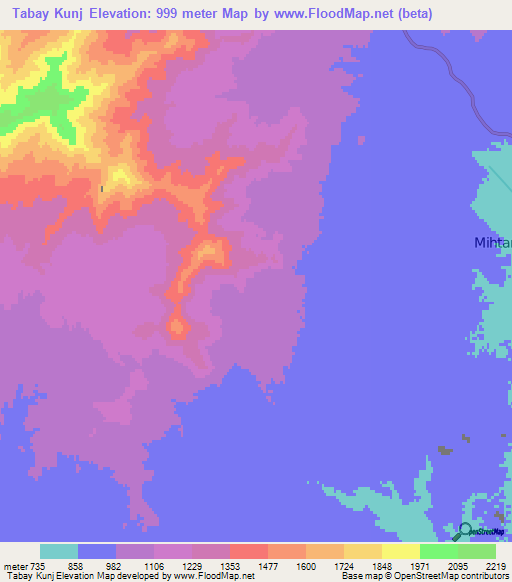 Tabay Kunj,Afghanistan Elevation Map