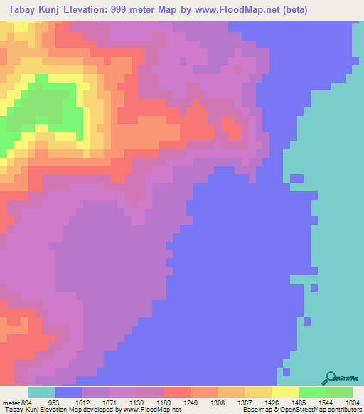 Tabay Kunj,Afghanistan Elevation Map